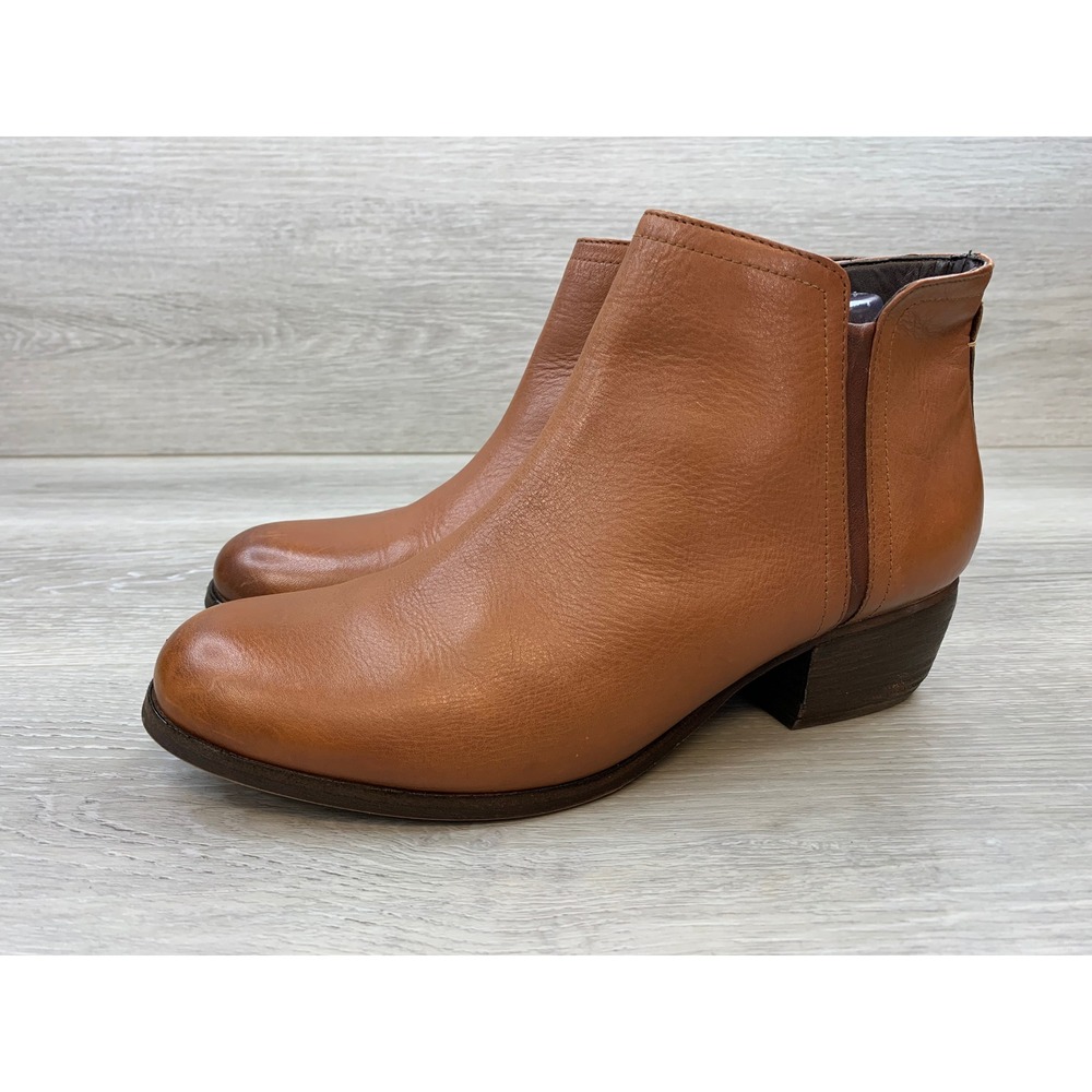 Clarks Women's Tan Brown Leather Ankle Boots Block Heel Zip Size 9.5 - Picture 3 of 10